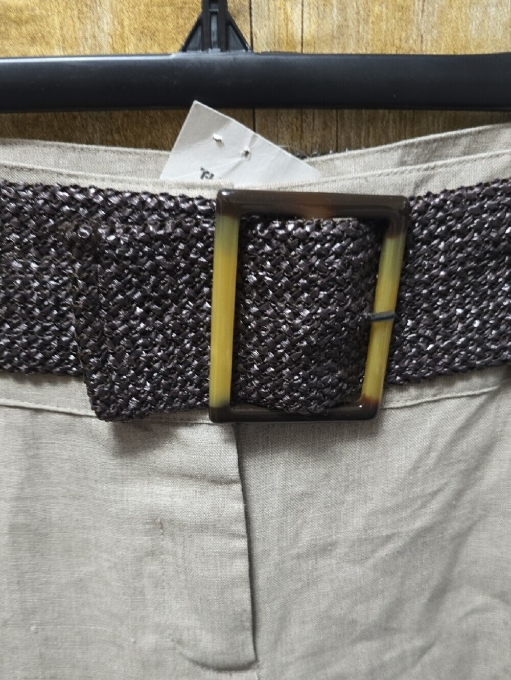 Saint Tropez West | Women's | Linen | Crop Pants w\ Woven Belt | Size 12 - Picture 2 of 7